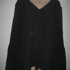 MICHAEL KORS Bell  Sleeve Black Tunic Blouse Size L NWT